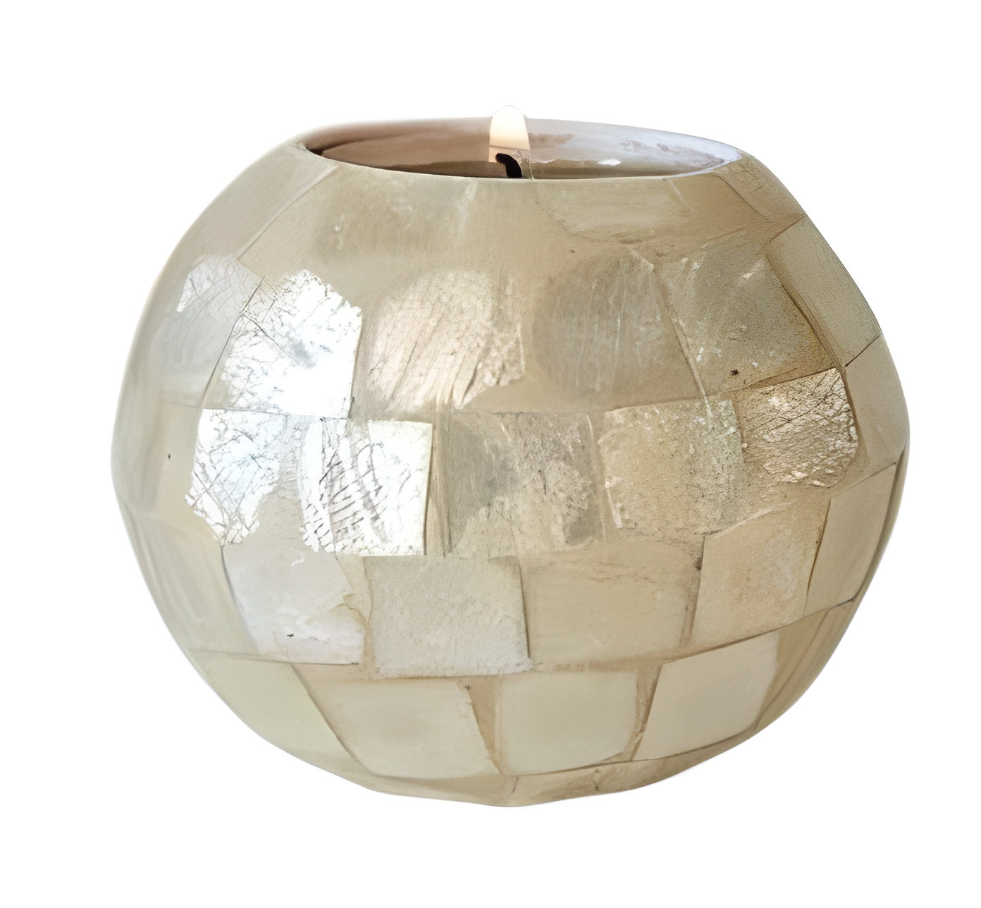 Bougeoir en capiz blanc – Bohème