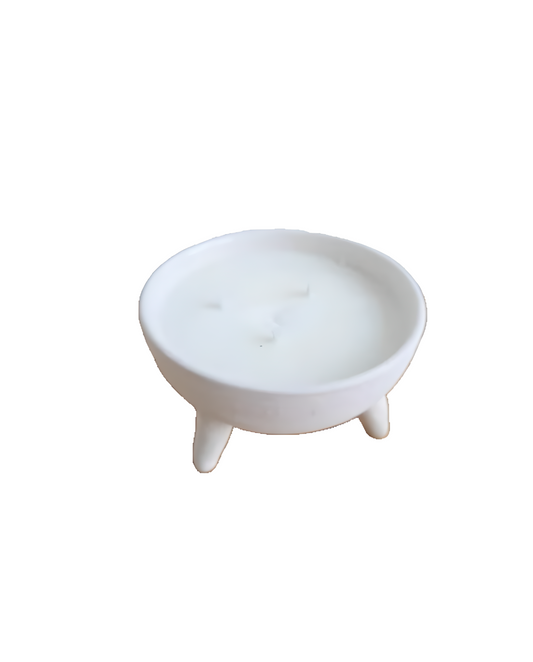 Bougie blanche sur pied en céramique – Bougie déco