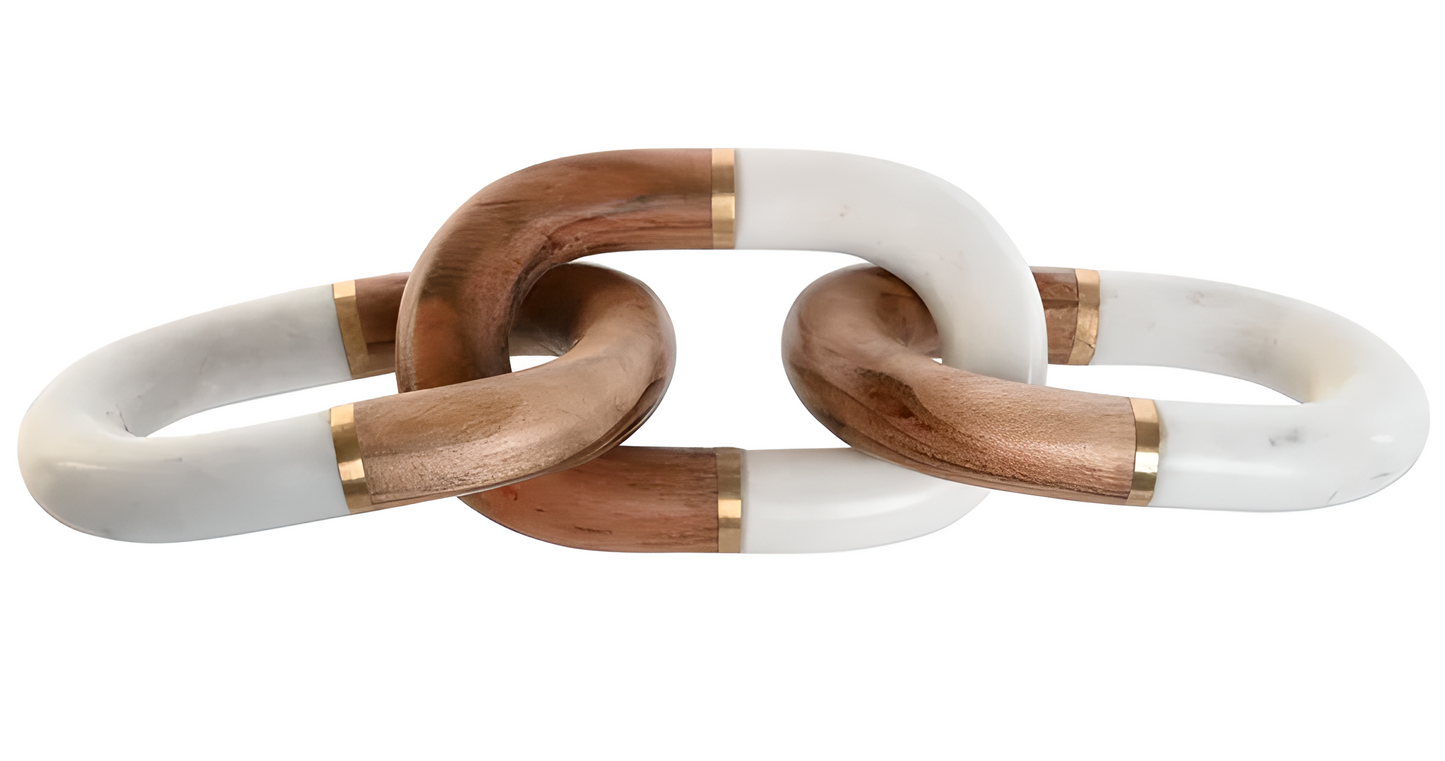 Chaîne décorative en marbre & bois de manguier – Naturel