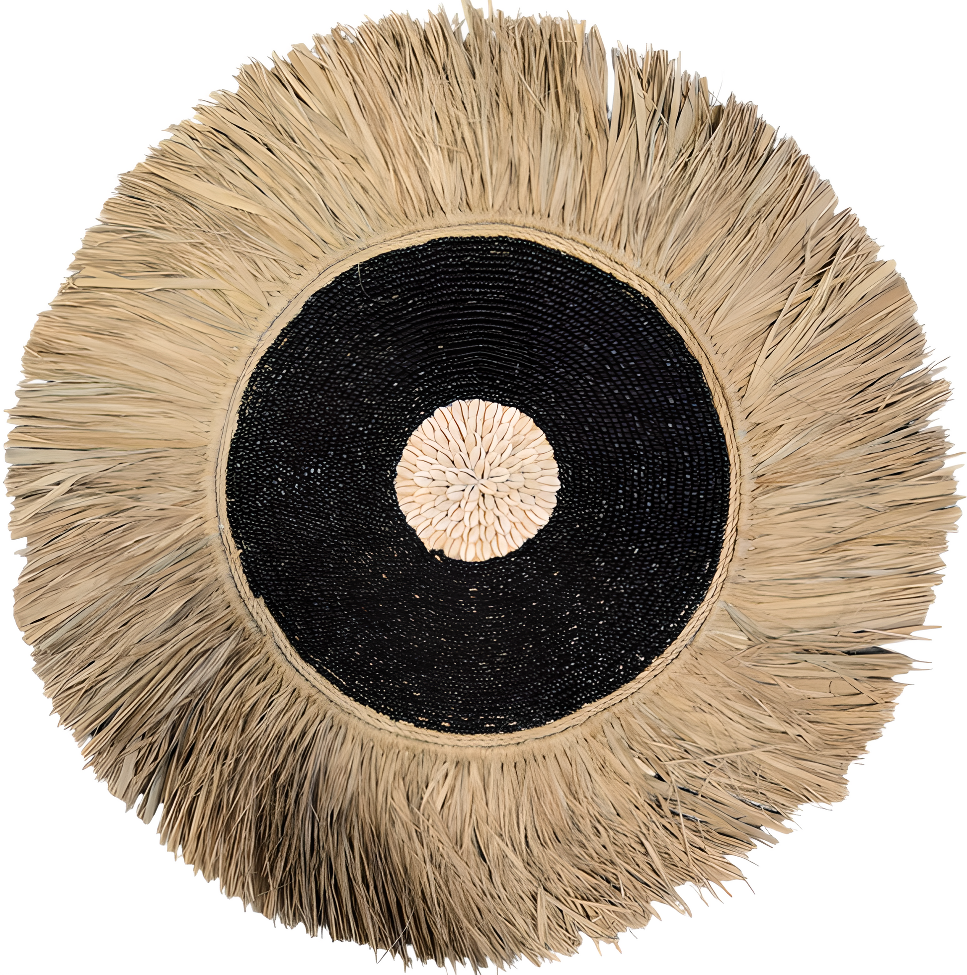 Juju Hat Noir en Raphia Naturel et Coquillages