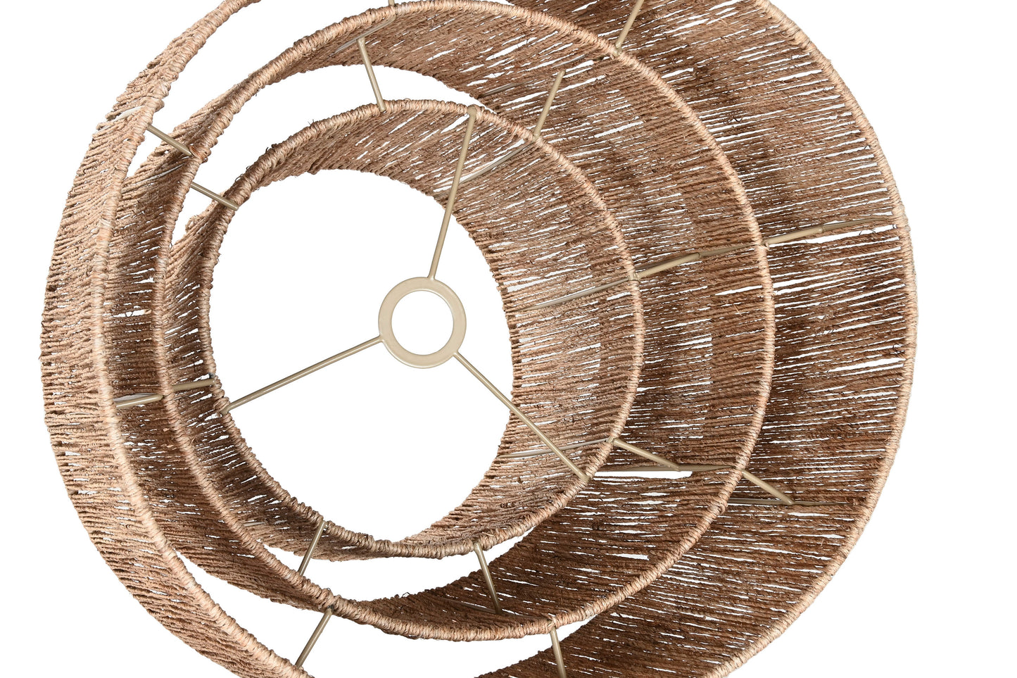 Vue inférieure d'une suspension bohème en corde naturelle