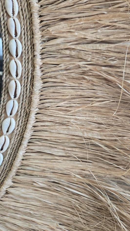 Miroir bohème en raphia naturel fait main à Bali