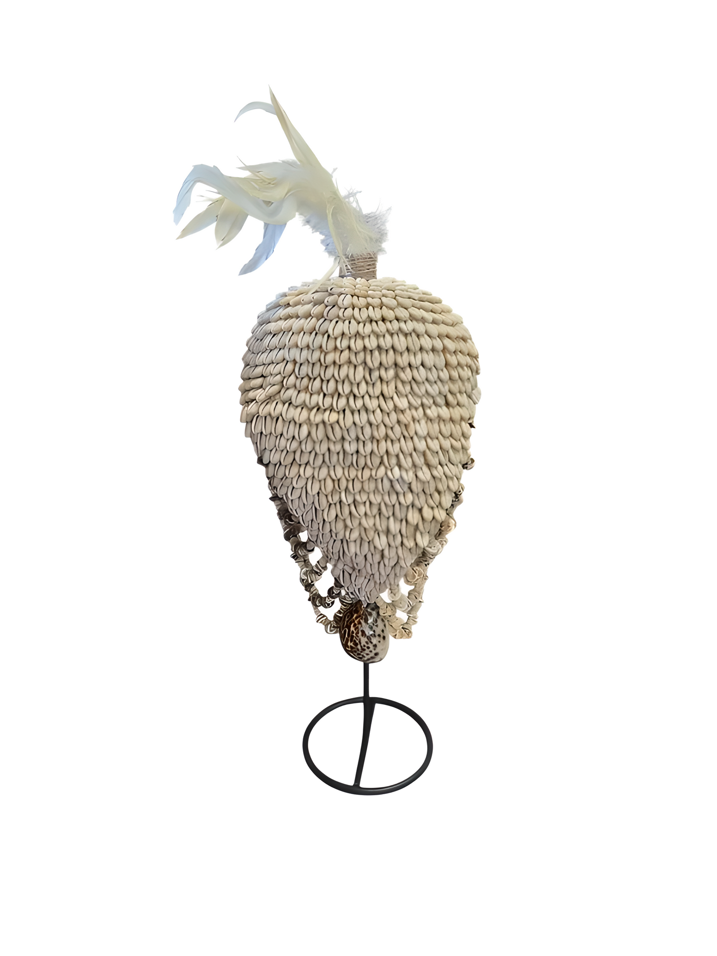 Masque décoratif tribal sur socle – Coquillages & perles