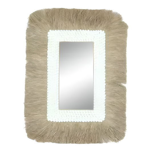 Miroir mural en jonc de mer naturel