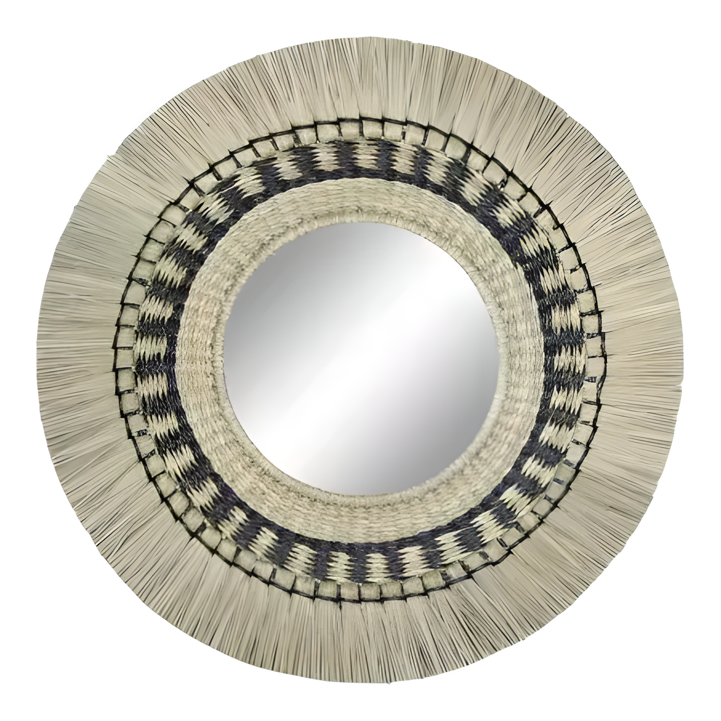 Miroir en jonc de mer naturel noir