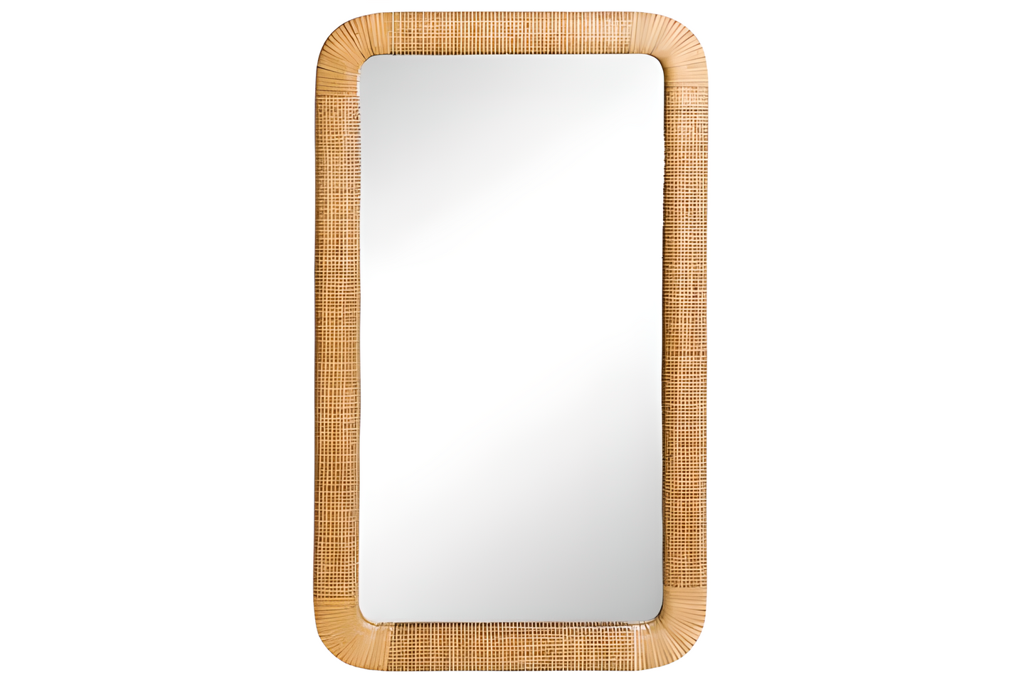 Miroir mural rectangulaire en rotin naturel