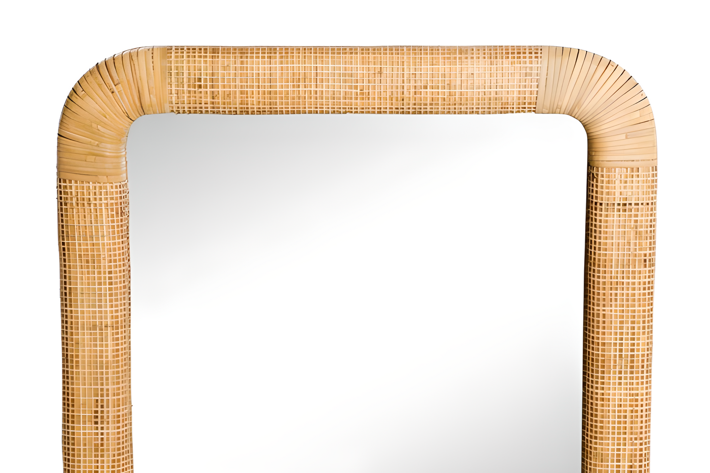 Miroir mural rectangulaire en rotin naturel