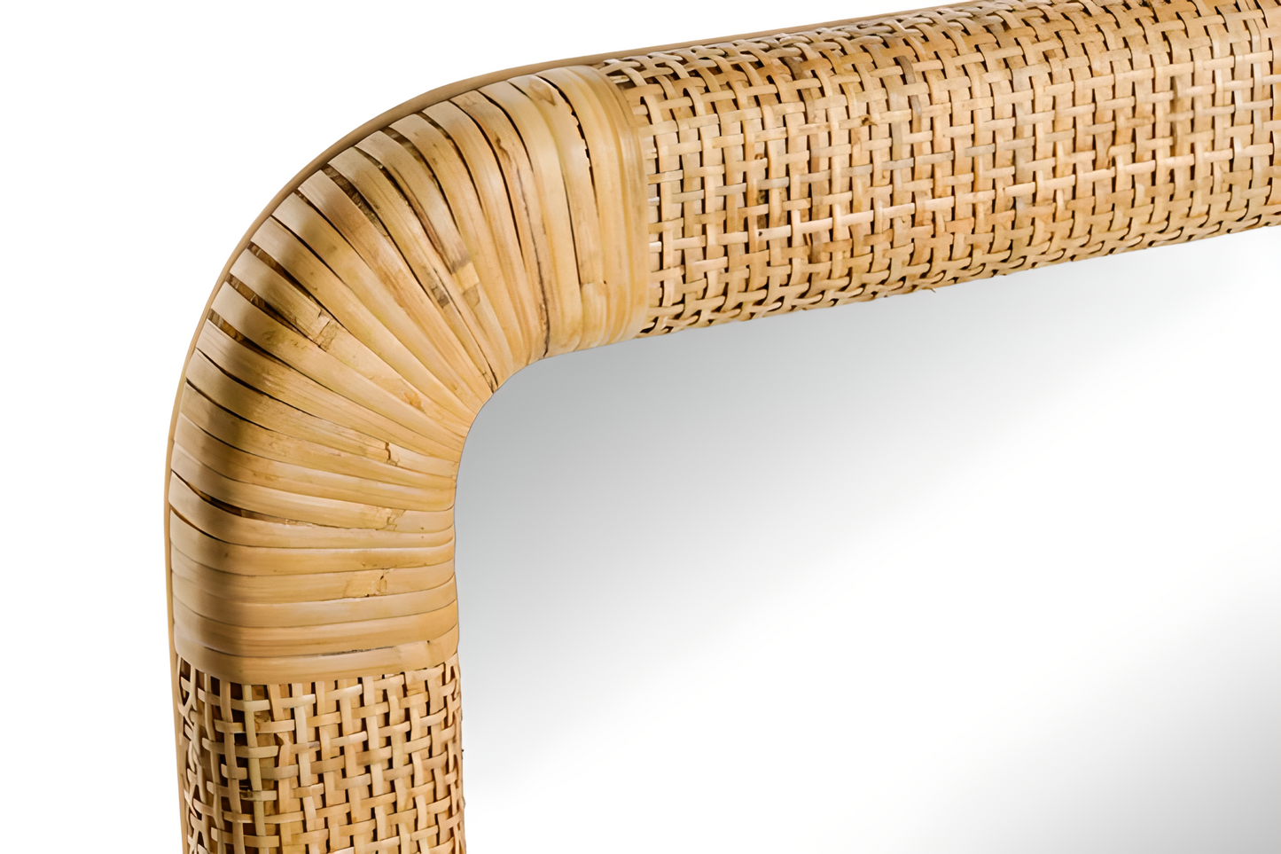 Miroir mural rectangulaire en rotin naturel