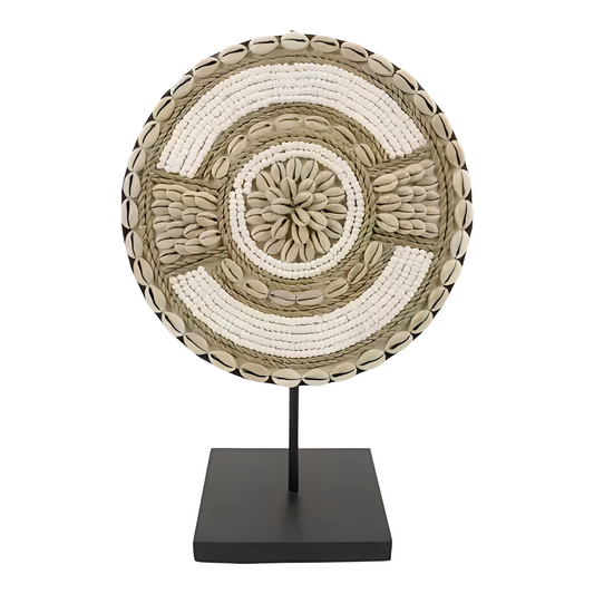 Ornement coquillage sur socle en métal – Artisanat d’Indonésie