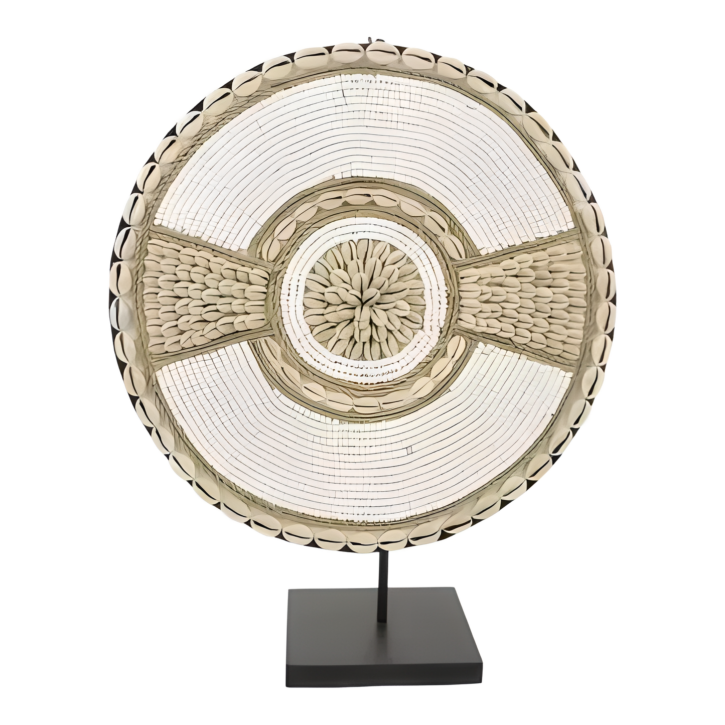 Ornement coquillage sur socle en métal – Artisanat d’Indonésie