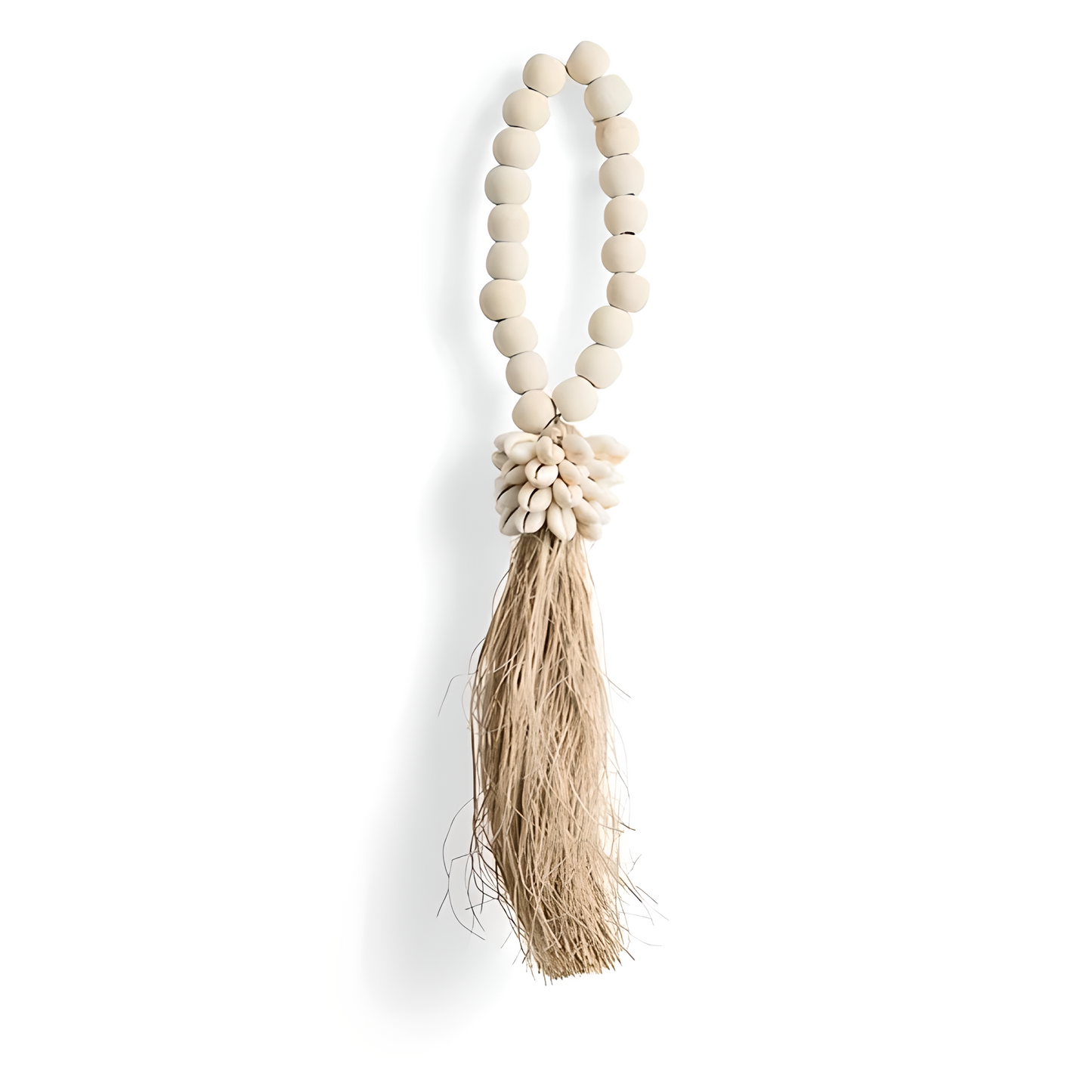 pendentif bohème coquillages et raphia naturel