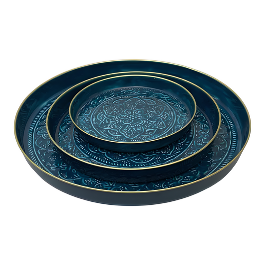 Plateau berbère en métal ARDOISE – BAZAR DELUXE – Ø 60 cm