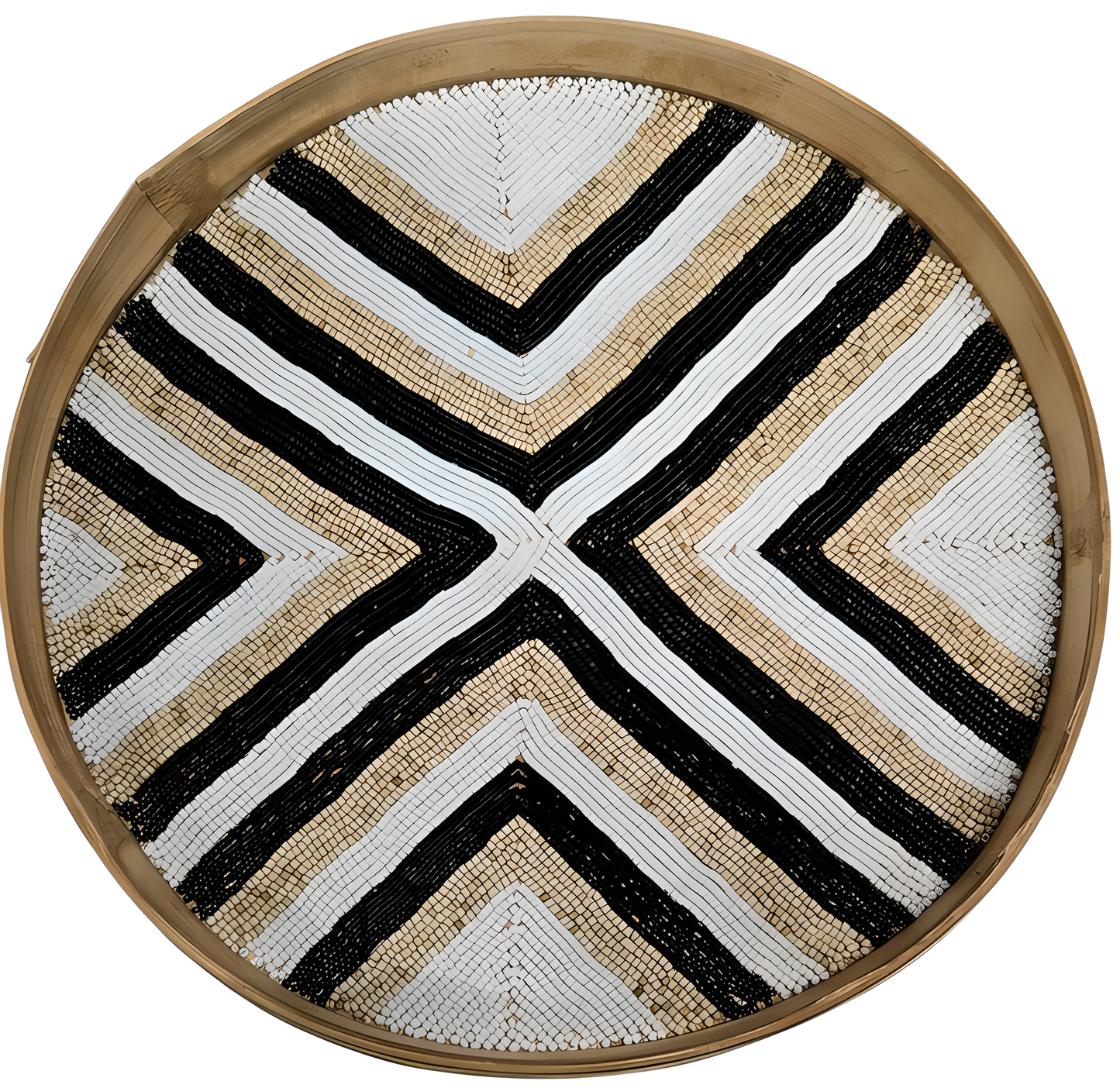 Plateau en bambou perlé – Motif graphique