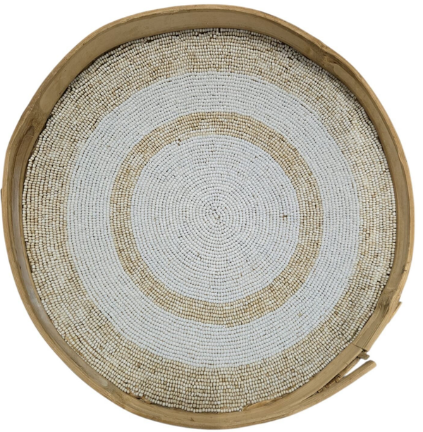 Plateau décoratif en bambou perlé - Bohème