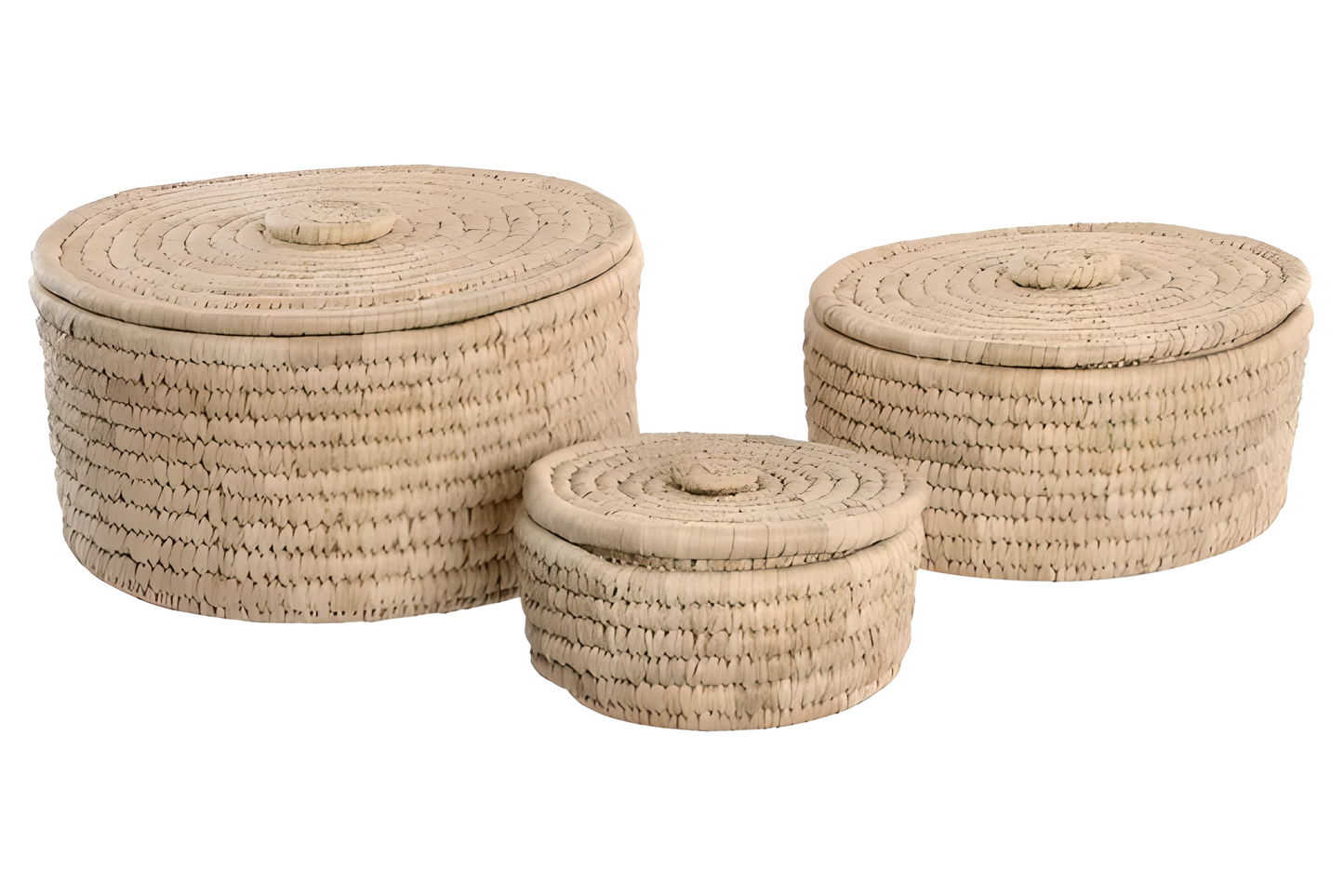 Set de 3 corbeilles en fibre naturelle – Rangement & déco bohème
