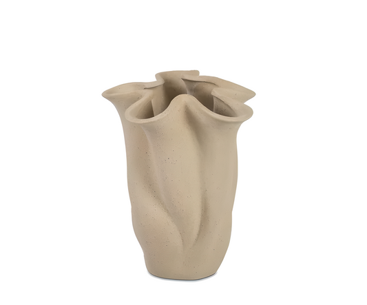 Vase Flor S en céramique beige – Petit modèle organique