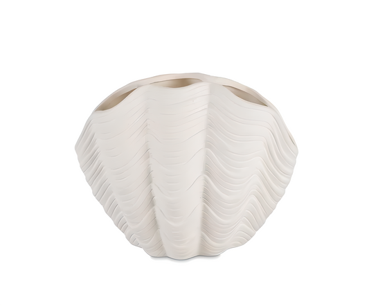 Vase coquillage en dolomite blanc – Style bord de mer