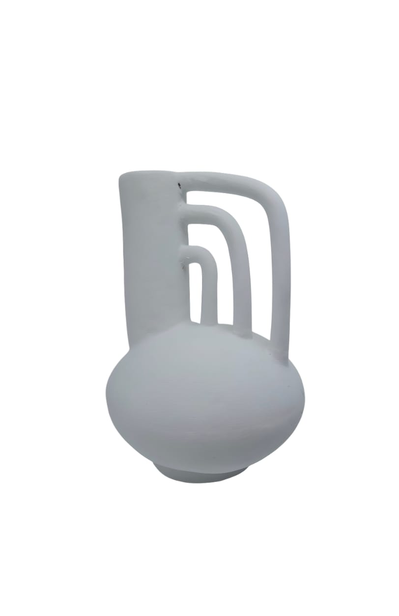 Vase blanc mat à anses – Style minimaliste chic