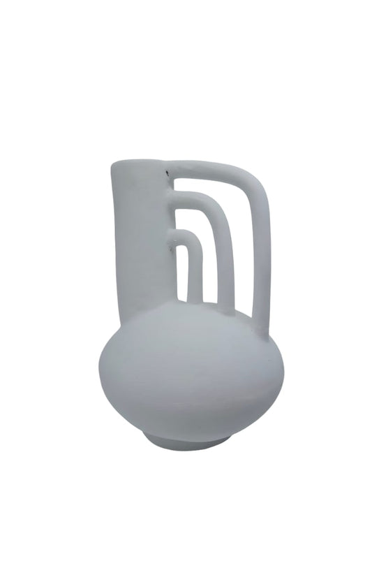 Vase blanc mat à anses – Style minimaliste chic