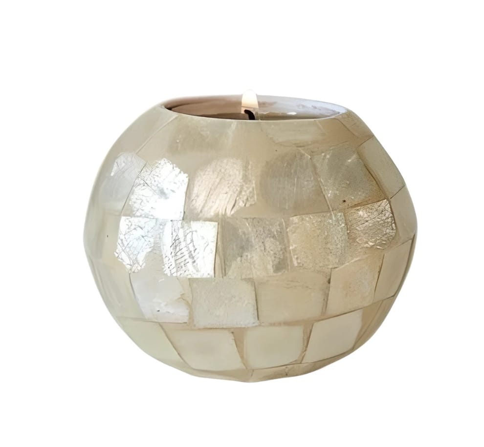 Bougeoir en capiz blanc – Bohème