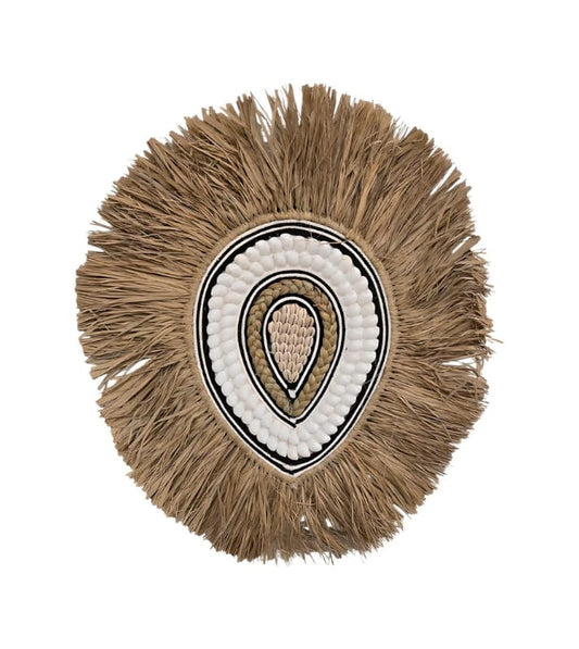 Juju Hat mural en raphia & coquillages