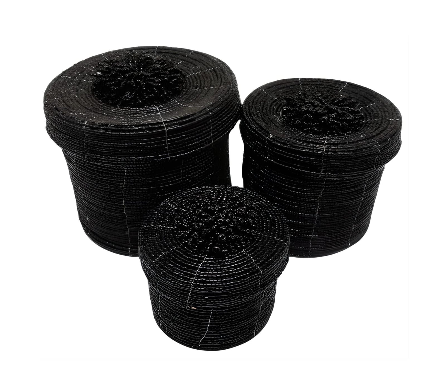 Trio de boîtes en perles noires – Set de 3