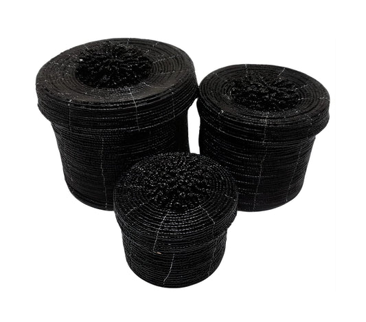 Trio de boîtes en perles noires – Set de 3