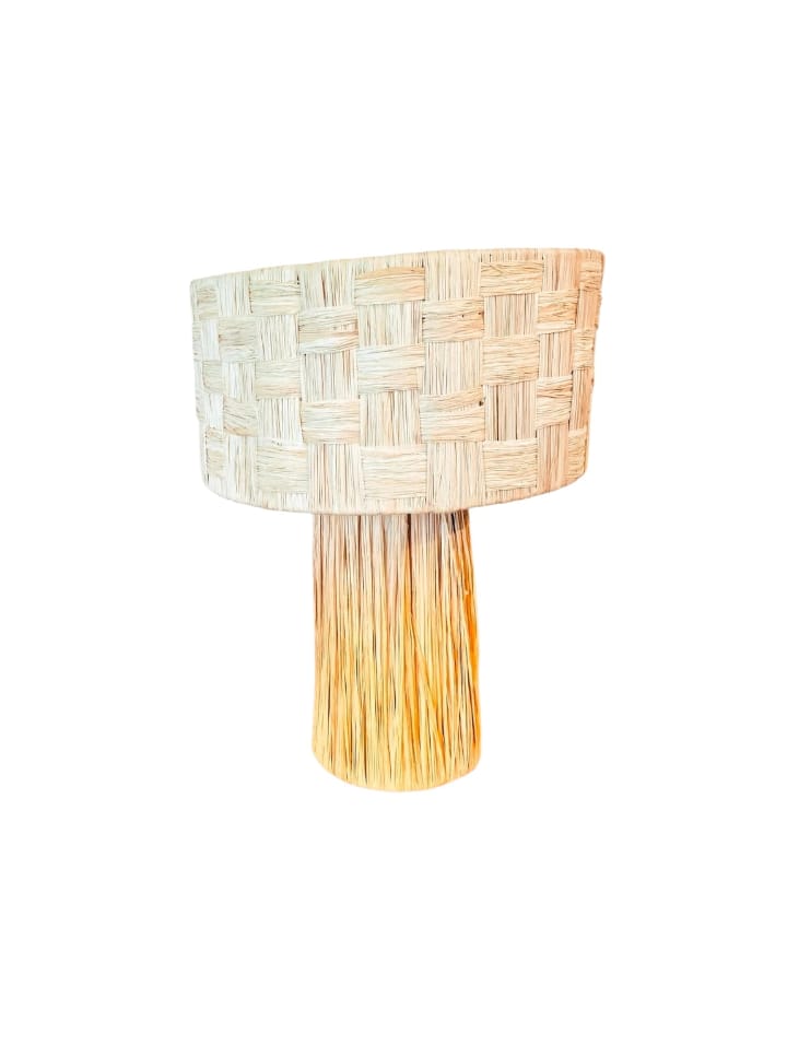 Lampe à poser beige en raphia naturel