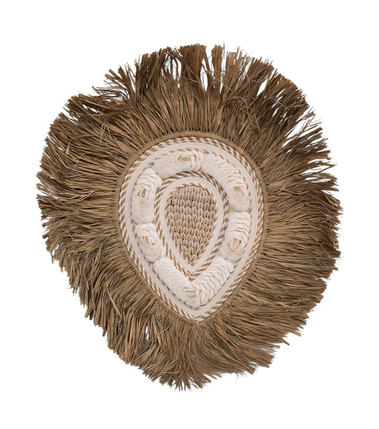 Juju Hat mural en raphia & coquillages