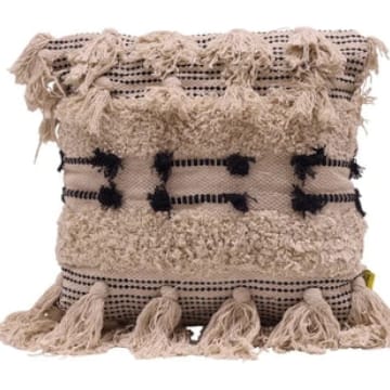 Coussin Bohème 45x45 - Noir et Beige