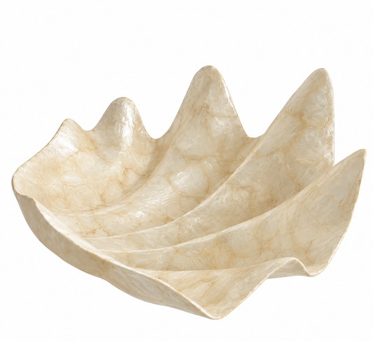 Bénitier décoratif en Capiz blanc 40 × 30 cm