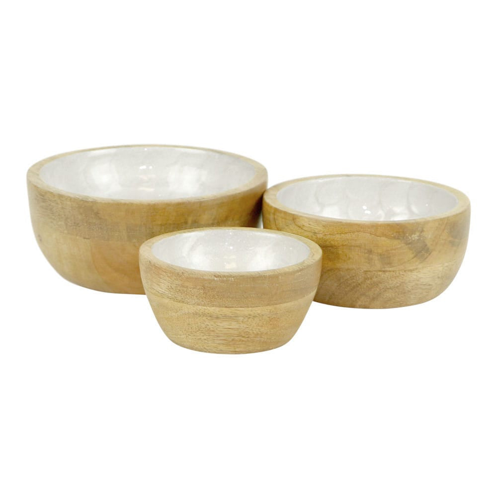 Lot de 3 bols en bois de manguier – Bols apéritif