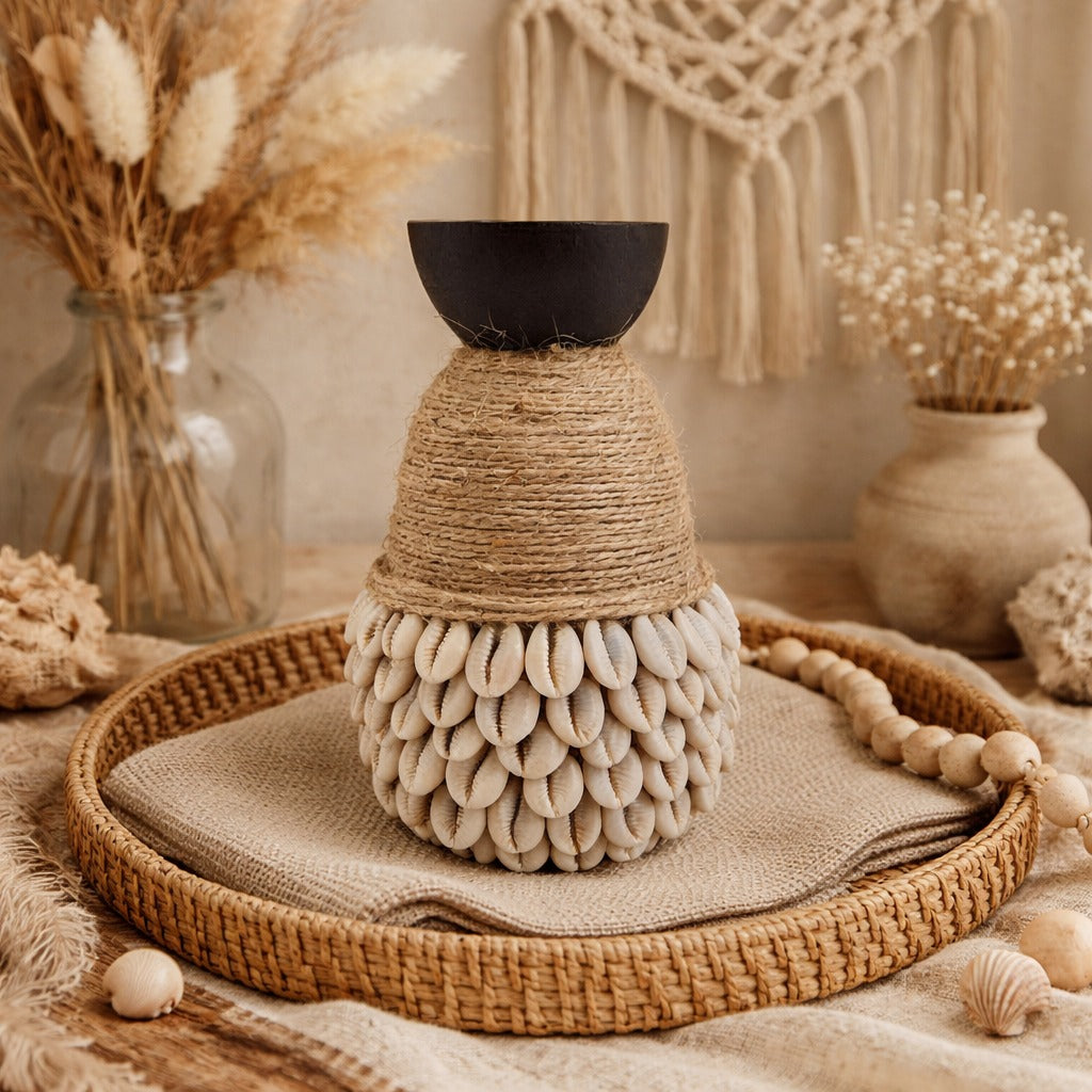 Bougeoir Coquillages & Jute
