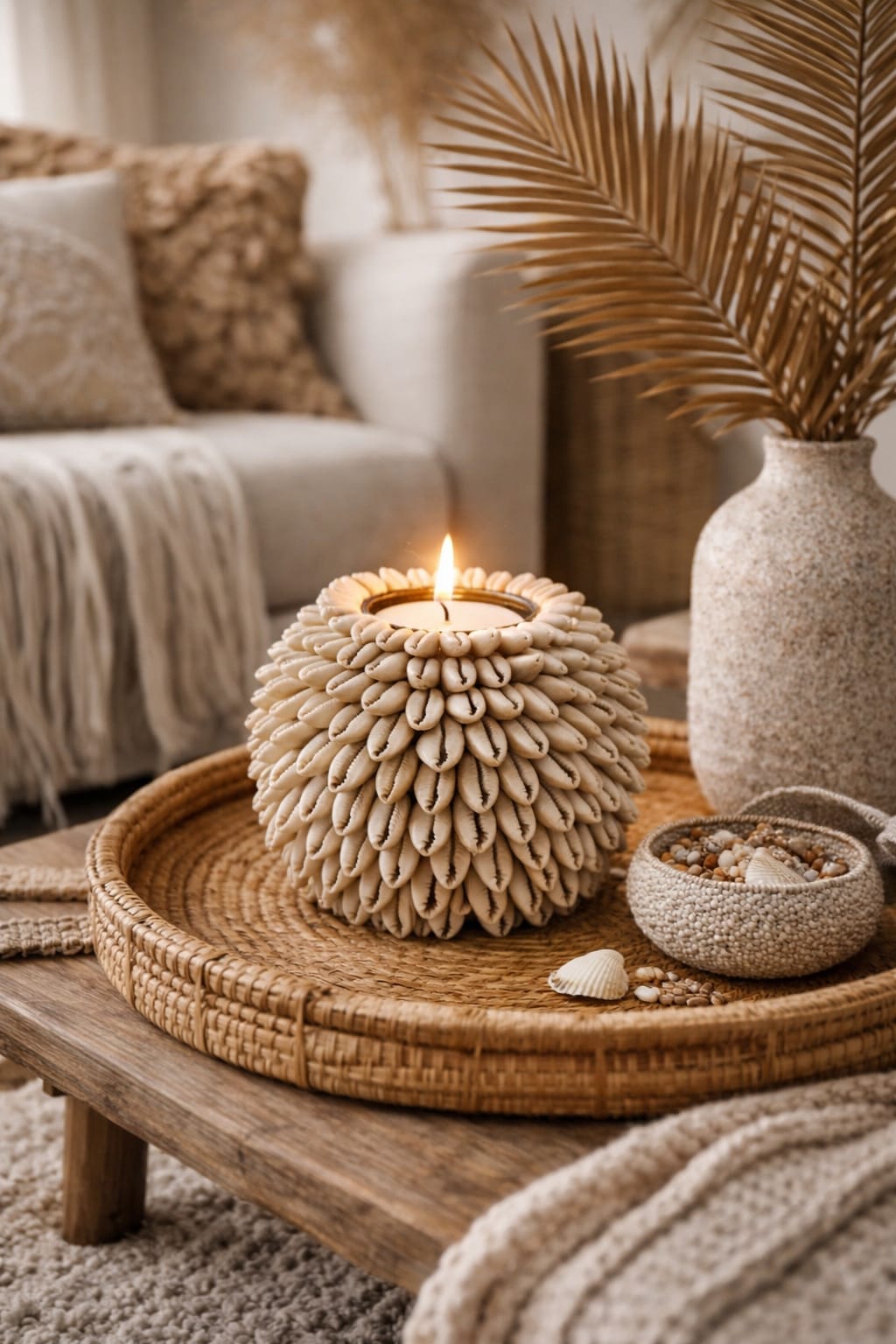 Bougeoir Coquillages Beiges