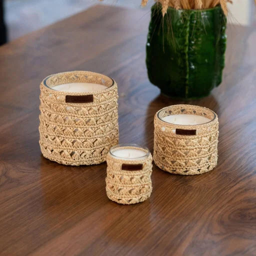 Bougie raphia Zina – Artisanat bohème