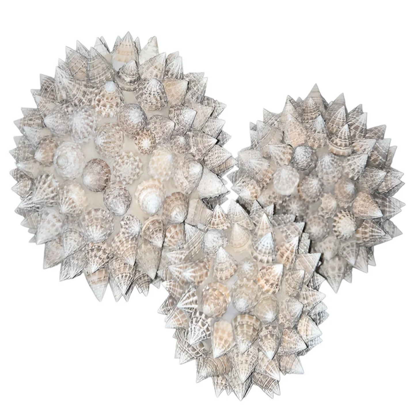 Boules décoratives en coquillages à relief naturel, objet déco bord de mer