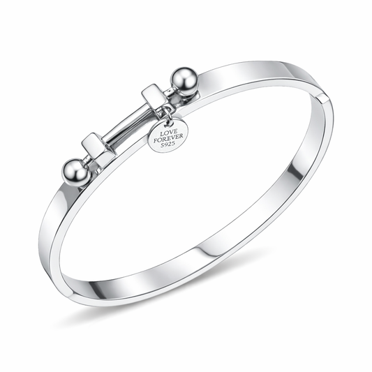 Bracelet jonc en acier inoxydable finition argent chromé