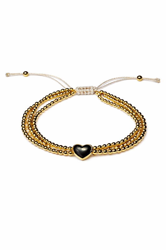 Bracelet Cœur 18K Plaqué Or – Bracelet Nylon Ajustable Bohème Chic