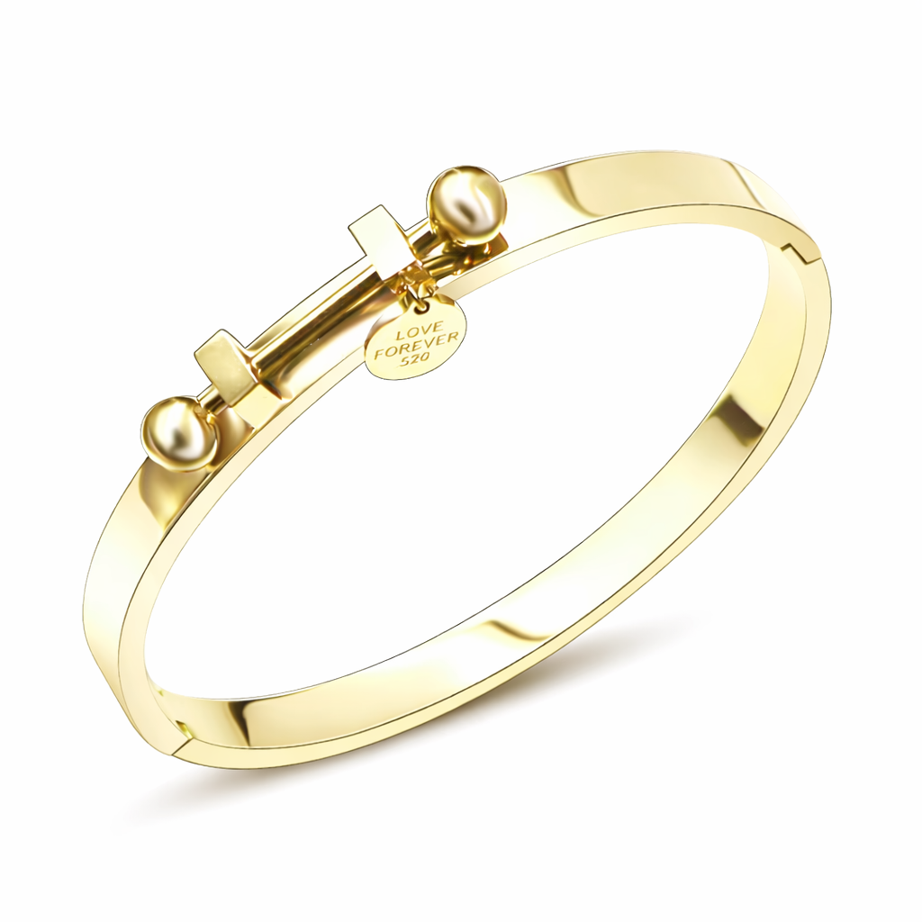 Bracelet jonc en acier inoxydable finition dorée