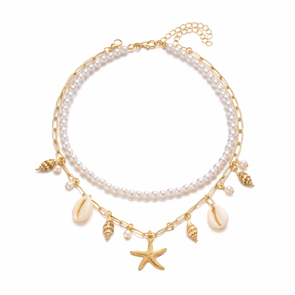 Collier Bohème Élégant Perles & Étoile de Mer – Coquillages