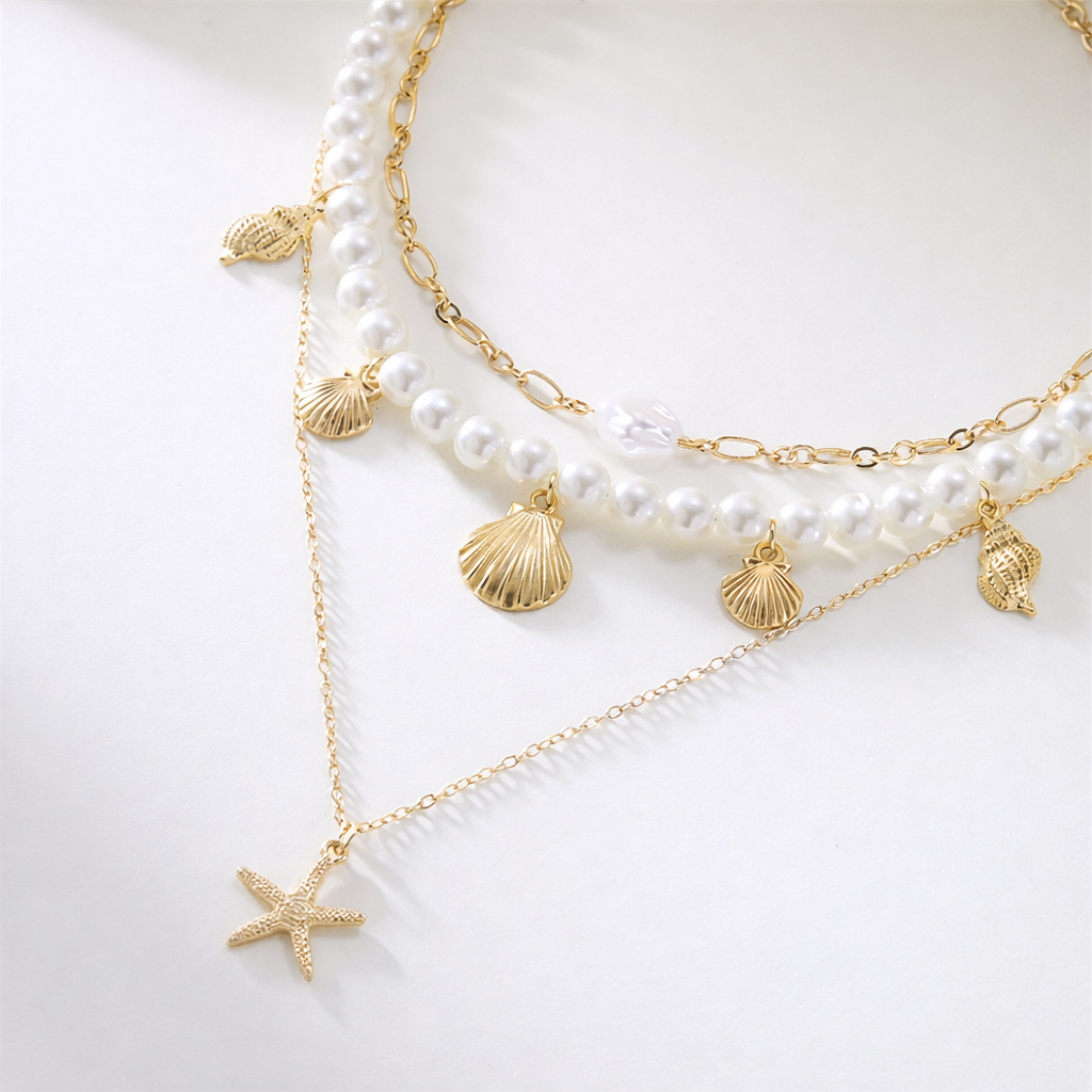 Collier Bohème Chic Perles & Coquillages – Étoile de Mer Dorée