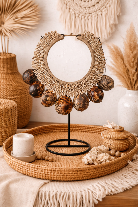 Collier décoratif en coquillages sur socle – Style ethnique