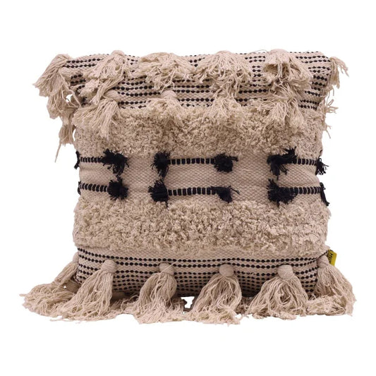 Coussin Bohème 45x45 - Noir et Beige