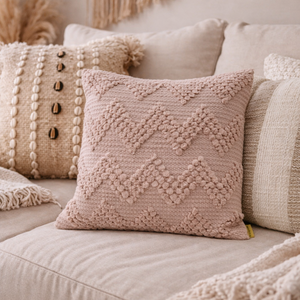 Coussin Bohème 45x45 - Relief Beige