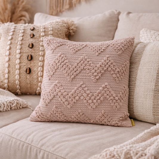 Coussin Bohème 45x45 - Relief Beige