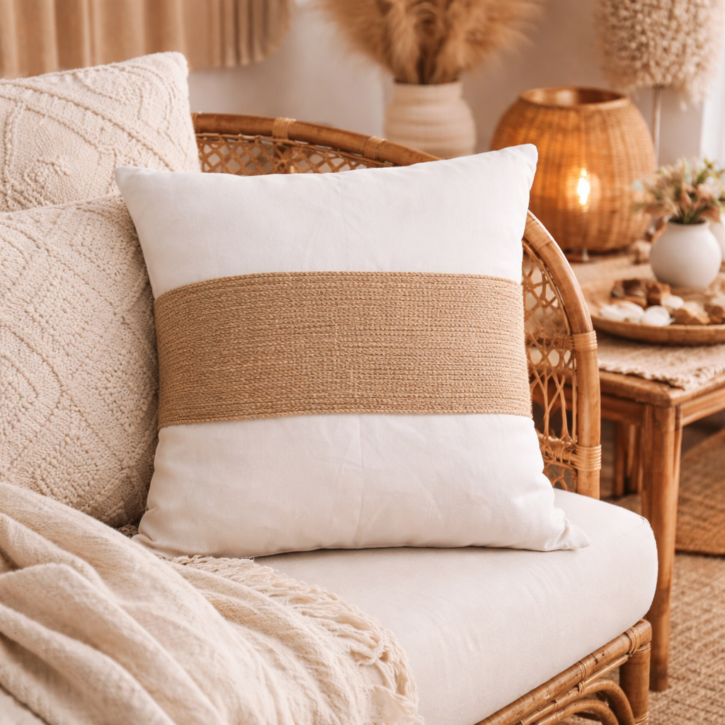 Housse de Coussin 50x50 - Jute Naturelle