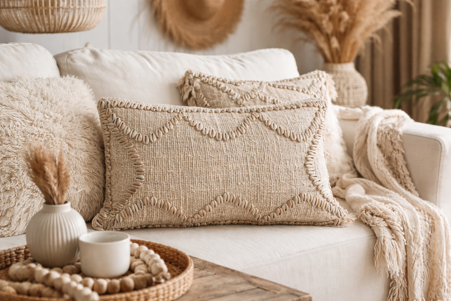 Housse de Coussin 30x50 - Coquillages Cauris