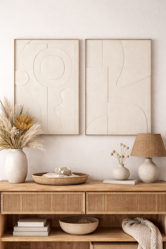 Tableau en papier mâché – Relief écru