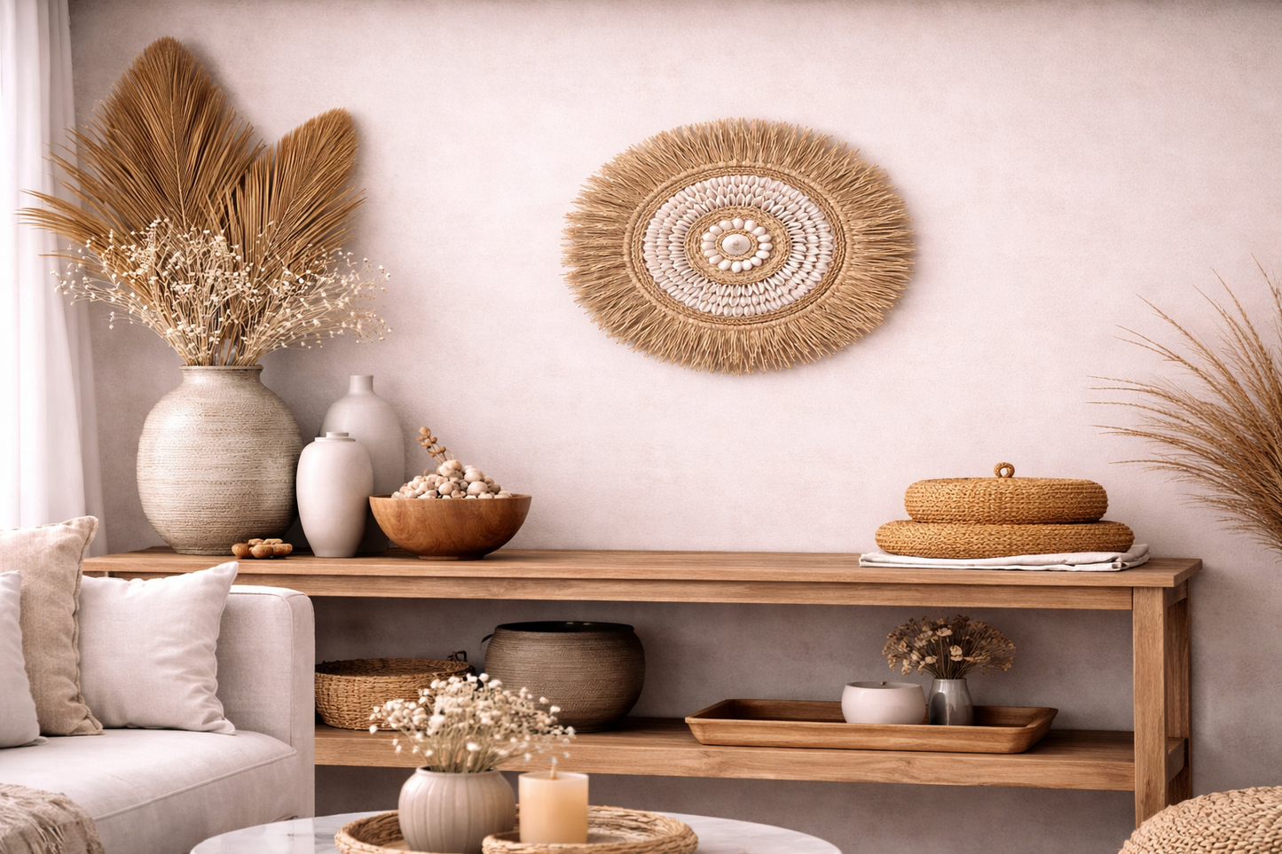 Juju hat en raphia naturel et coquillages bohème