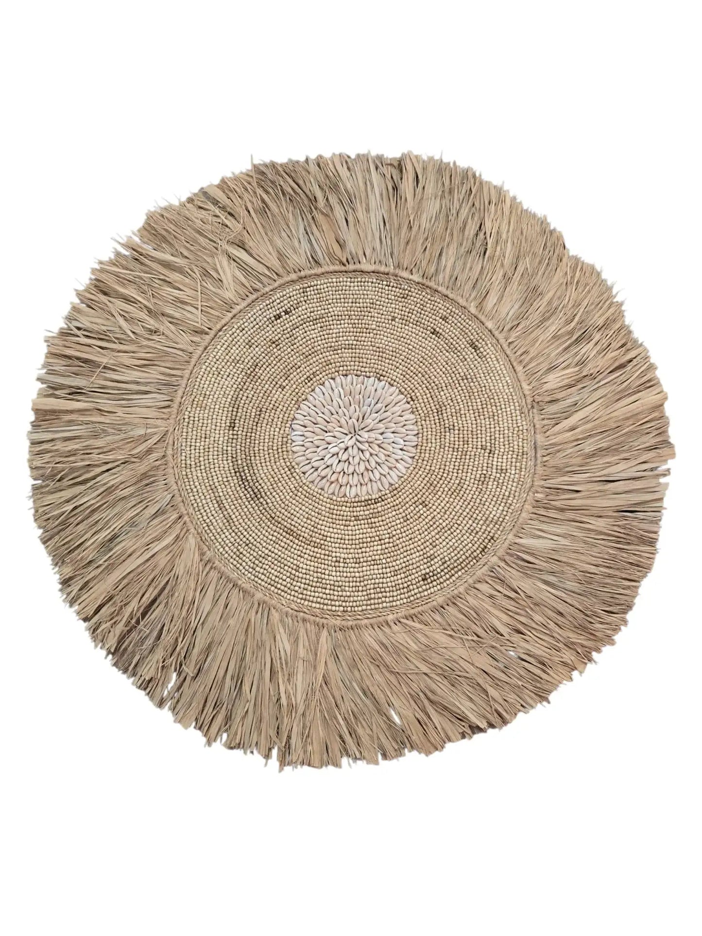 Juju Hat beige en raphia et coquillages cauris